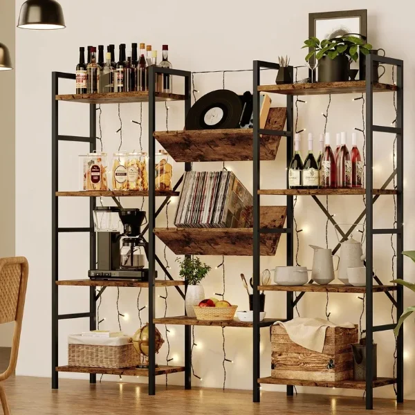 Tier Bookshelf Industrial Large Bookcase Display Rack